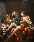 Simon Vouet Loth and his daughters, Simon Vouet oil painting